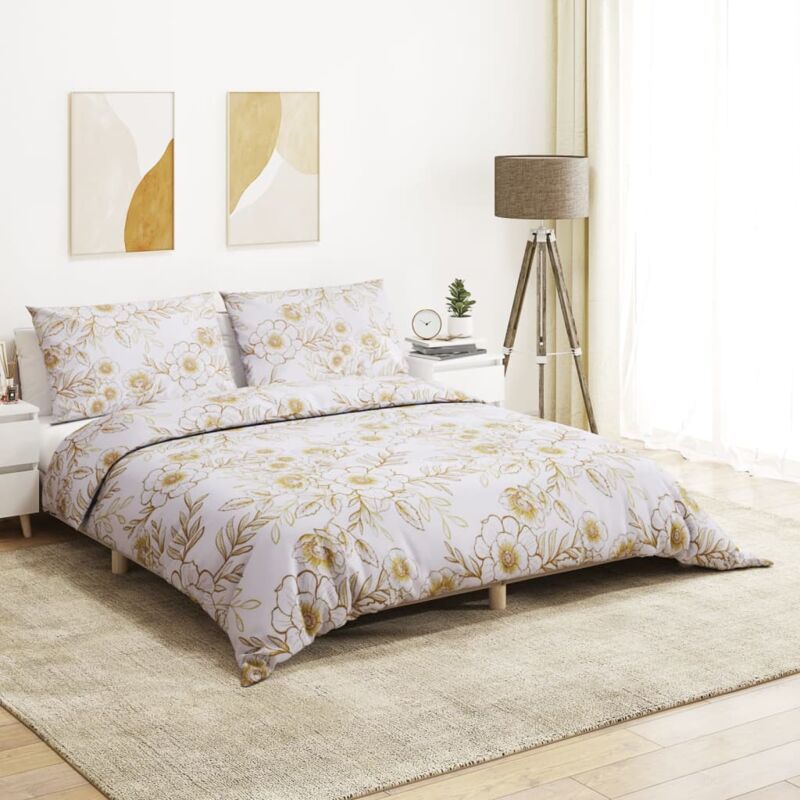 foto del prodotto vidaxl set copripiumino bianco e marrone 200x200 cm in cotone