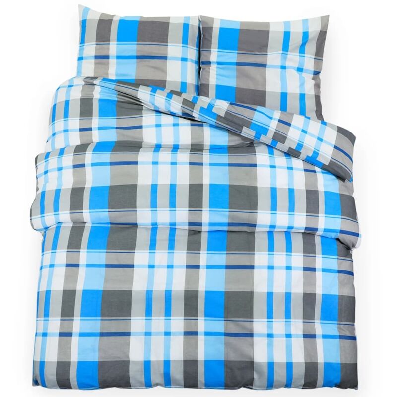 foto del prodotto vidaxl set copripiumino blu e grigio 240x220 cm in cotone
