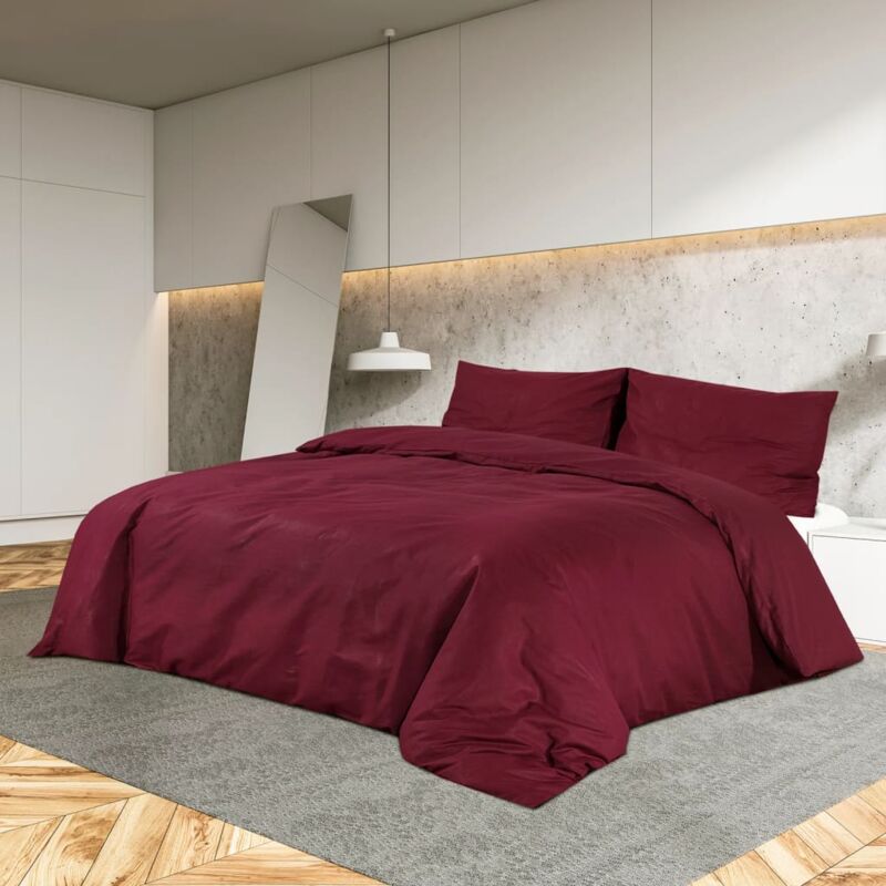 foto del prodotto vidaxl set copripiumino bordeaux 135x200 cm in microfibra leggera