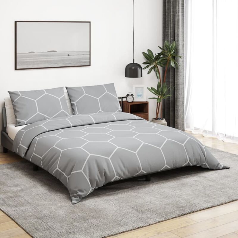 foto del prodotto vidaxl set copripiumino grigio 155x220 cm in cotone
