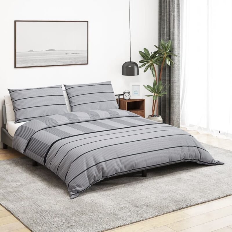 foto del prodotto vidaxl set copripiumino grigio 200x200 cm in cotone