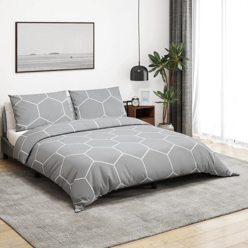 foto del prodotto vidaxl set copripiumino grigio 200x200 cm in cotone