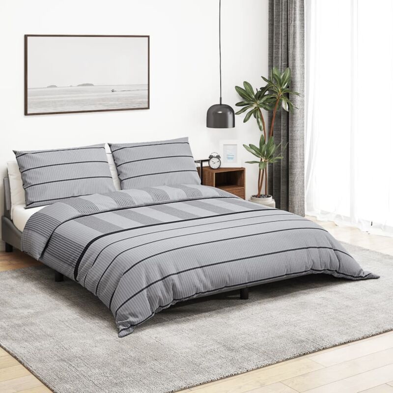 foto del prodotto vidaxl set copripiumino grigio 200x220 cm in cotone
