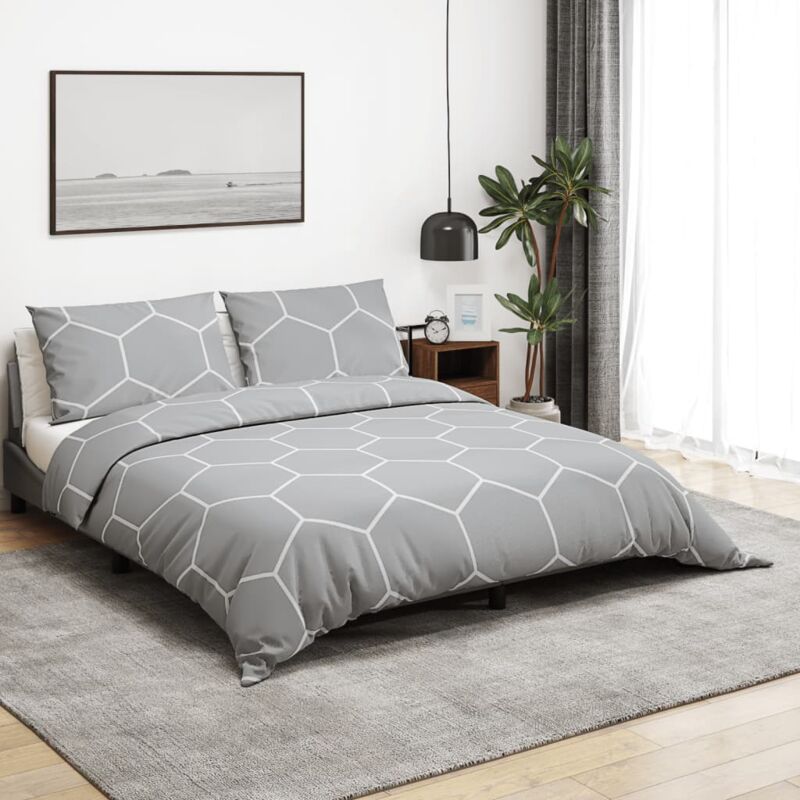foto del prodotto vidaxl set copripiumino grigio 200x220 cm in cotone