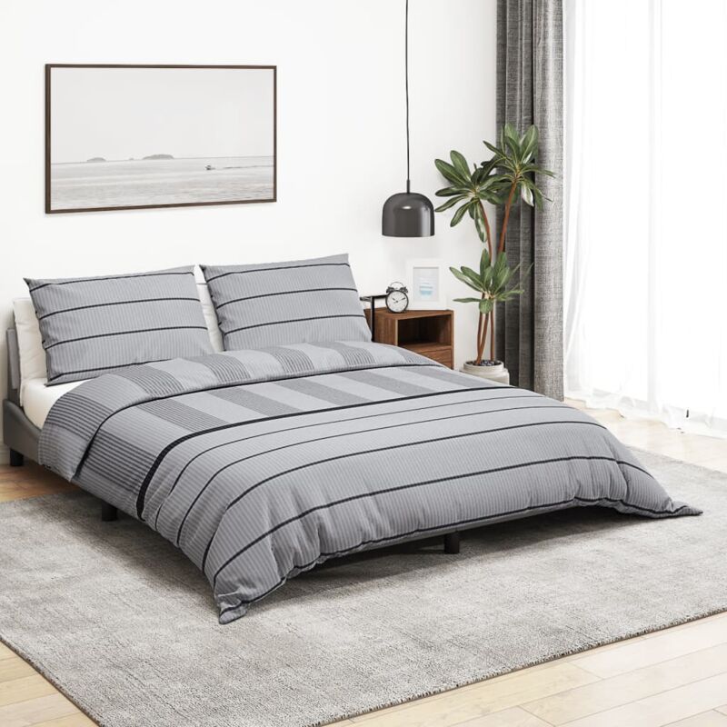foto del prodotto vidaxl set copripiumino grigio 220x240 cm in cotone