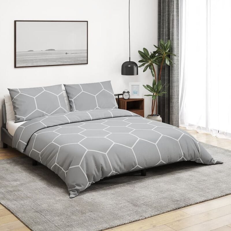 foto del prodotto vidaxl set copripiumino grigio 240x220 cm in cotone