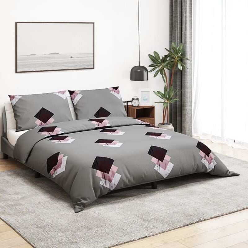 foto del prodotto vidaxl set copripiumino grigio 260x220 cm in cotone