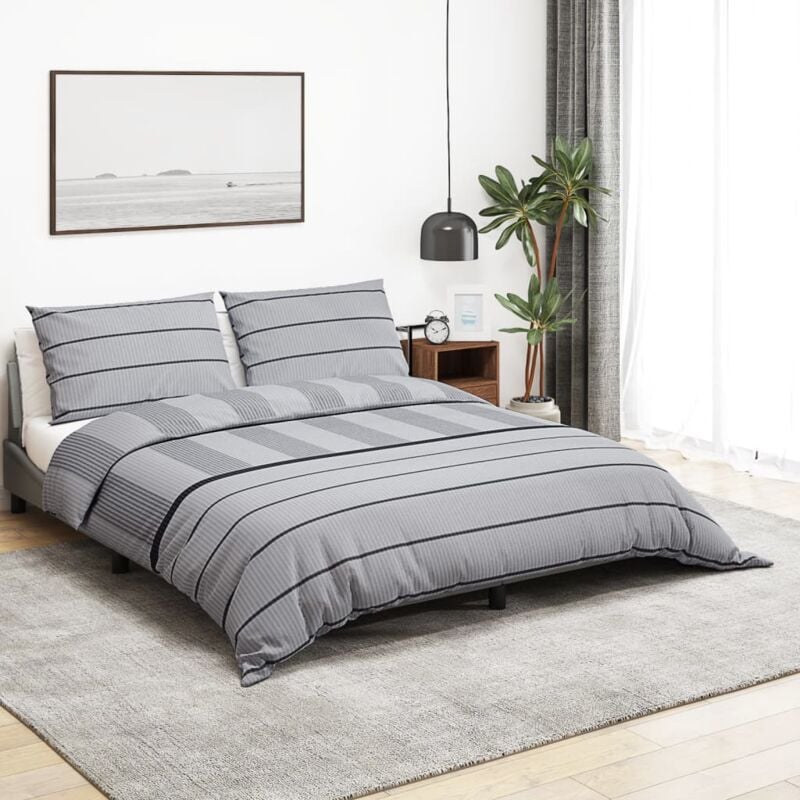 foto del prodotto vidaxl set copripiumino grigio 260x240 cm in cotone