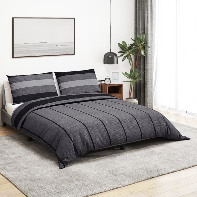 foto del prodotto vidaxl set copripiumino grigio scuro 140x200 cm in cotone