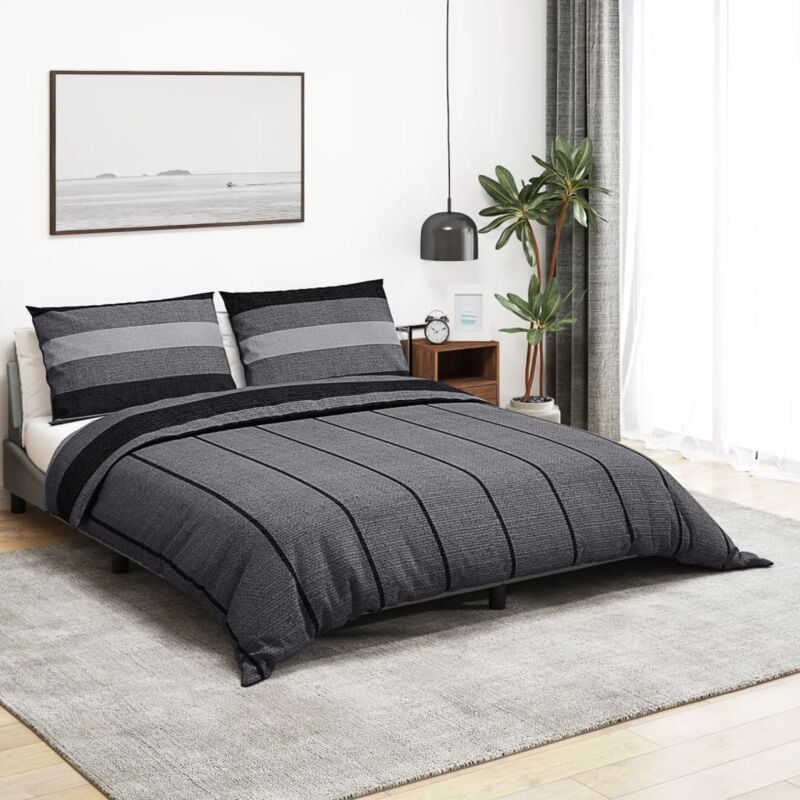 foto del prodotto vidaxl set copripiumino grigio scuro 260x220 cm in cotone