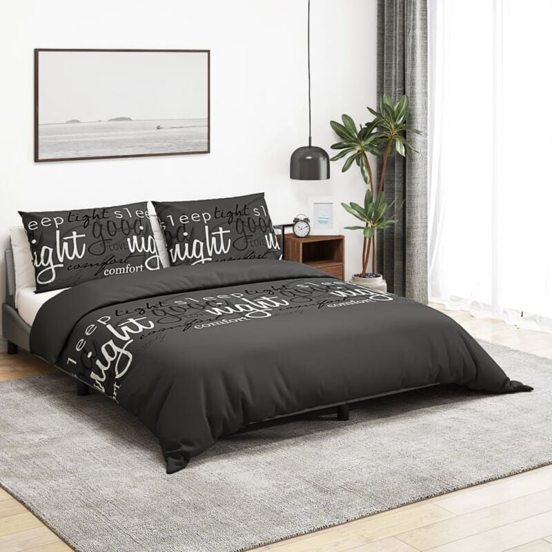 foto del prodotto vidaxl set copripiumino nero 200x200 cm in cotone