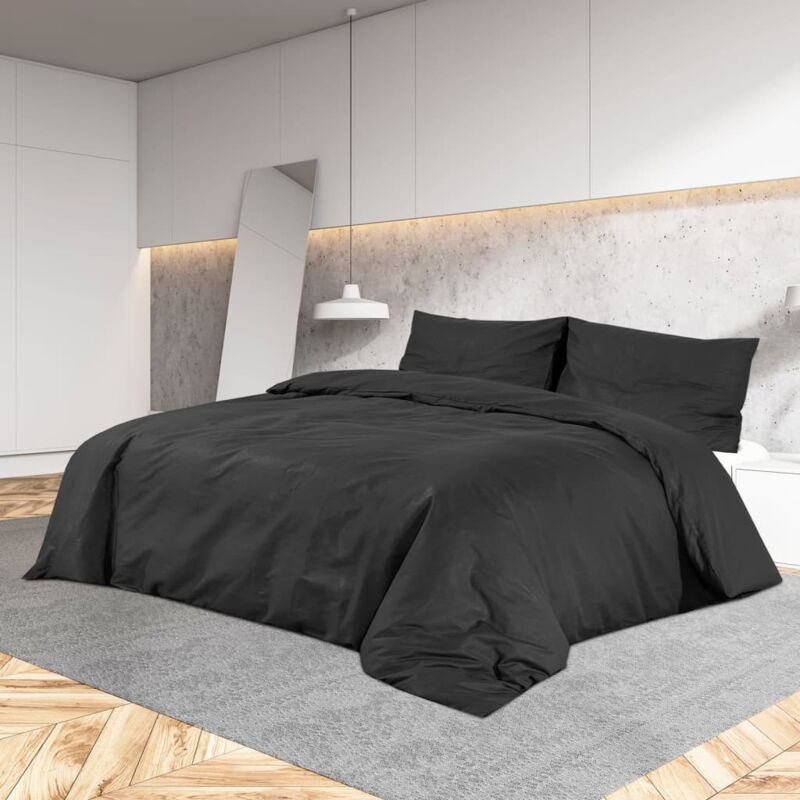 foto del prodotto vidaxl set copripiumino nero 225x220 cm in microfibra leggera