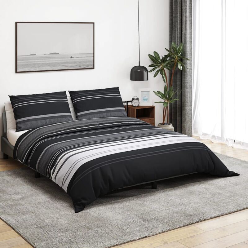 foto del prodotto vidaxl set copripiumino nero e bianco 200x200 cm in cotone