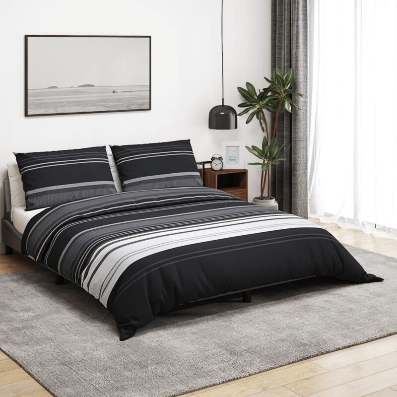 foto del prodotto vidaxl set copripiumino nero e bianco 240x220 cm in cotone