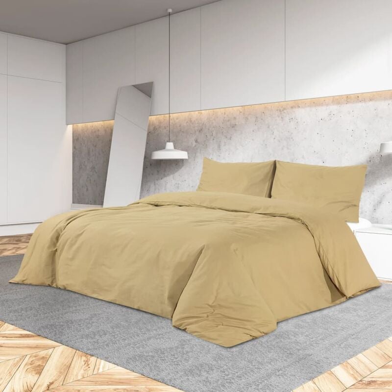 foto del prodotto vidaxl set copripiumino tortora 200x200 cm in microfibra leggera