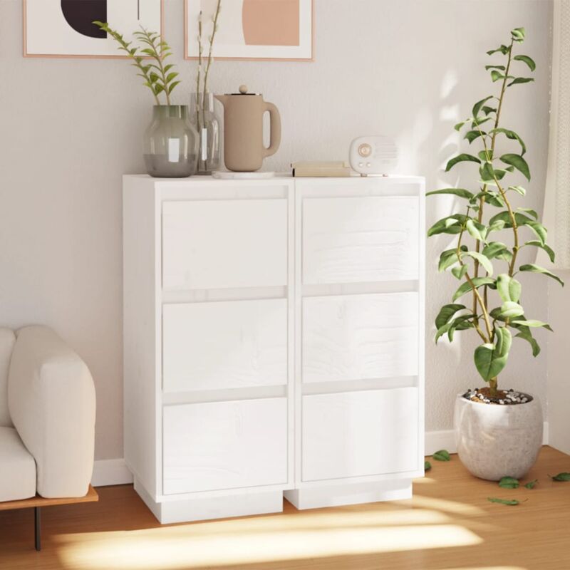 foto del prodotto vidaxl set da 2 comodini da 75 cm dotati di 3 cassetti in legno vari colori colore bianco