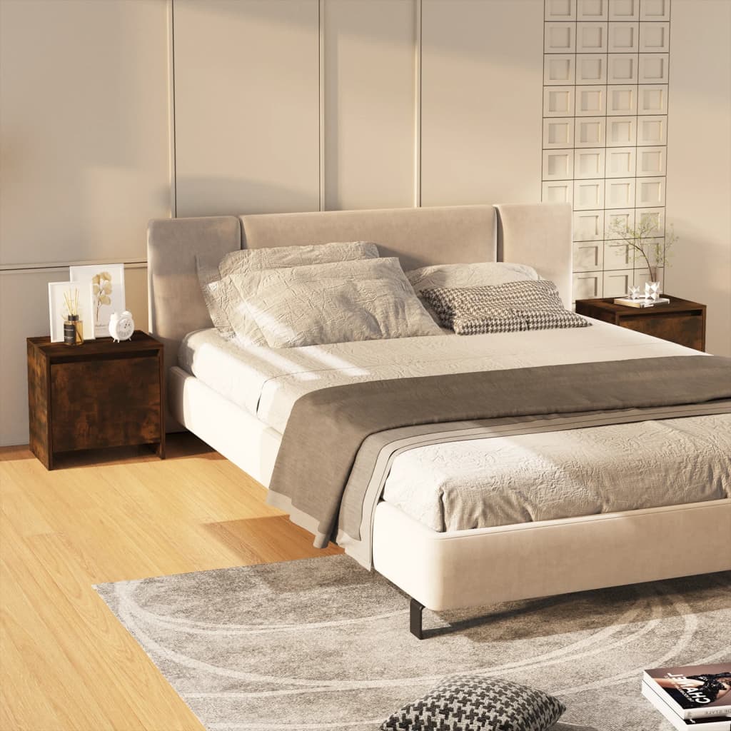 foto del prodotto vidaxl set da 2 comodini eleganti dotati di anta disponibili in varie tonalit colore rovere fumo