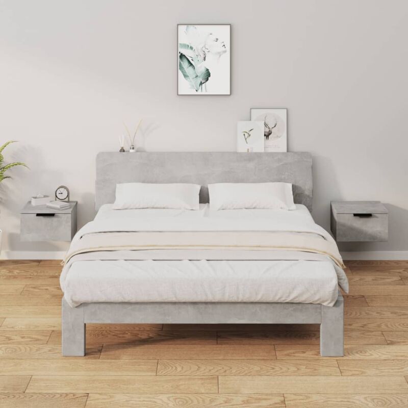 foto del prodotto vidaxl set da 2 comodini sospesi in legno con cassetto stile moderno vari colori colore cemento