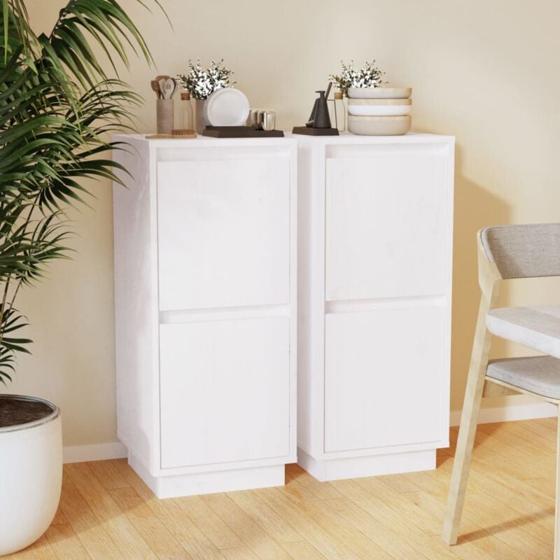 foto del prodotto vidaxl set da 2 credenze con 2 cassetti in legno design classico vari colori colore bianco