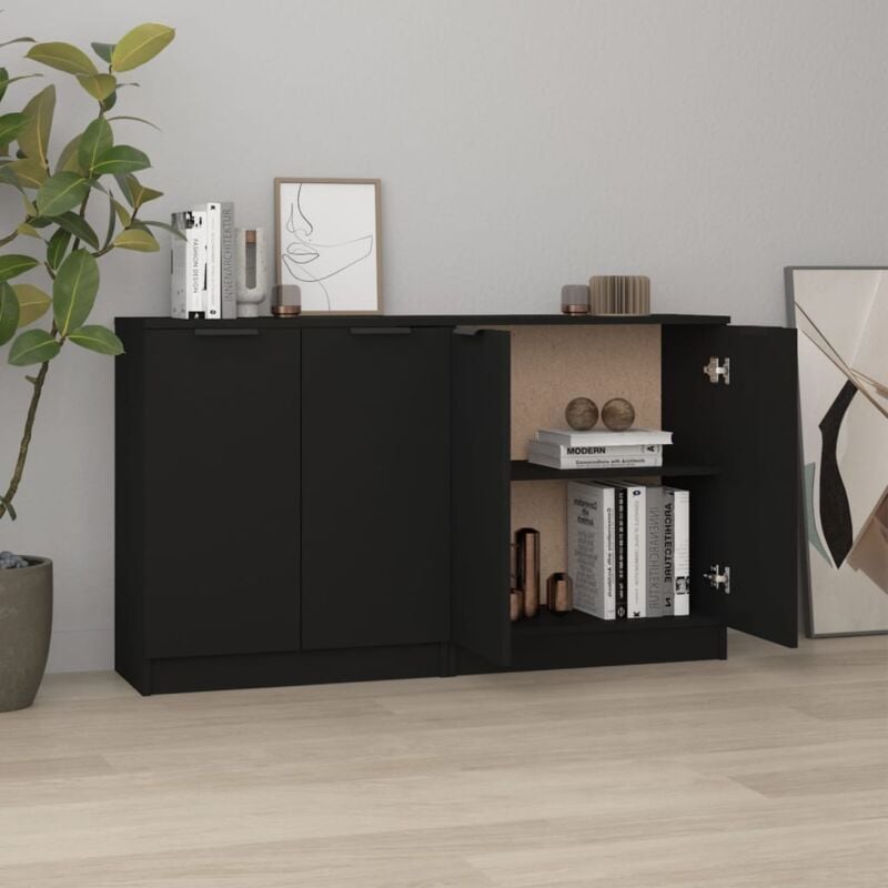 foto del prodotto vidaxl set da 2 credenze con ante design semplice ed elegante 60x30x70cm vari colori colore nero