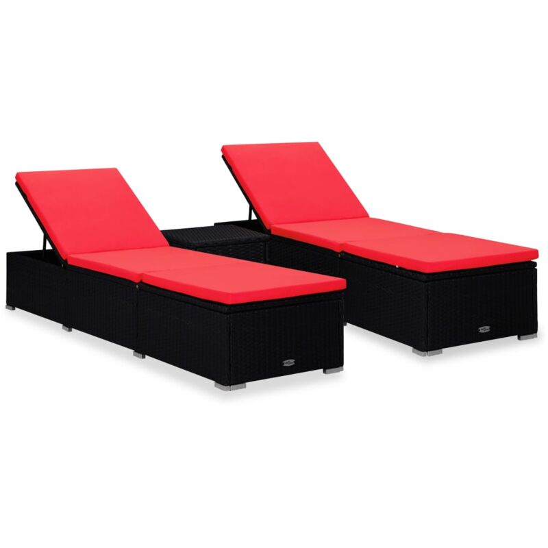 foto del prodotto vidaxl set da 2 eleganti lettini prendisole con cuscini tavolino vari colori colore nero