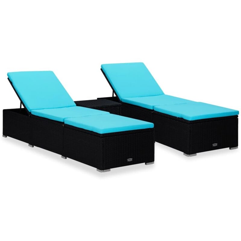 foto del prodotto vidaxl set da 2 eleganti lettini prendisole con cuscini tavolino vari colori colore nero