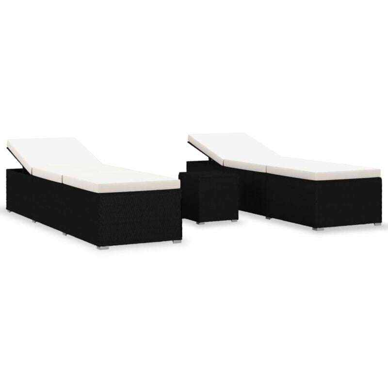 foto del prodotto vidaxl set da 2 eleganti lettini prendisole con cuscini tavolino vari colori colore nero e bianco