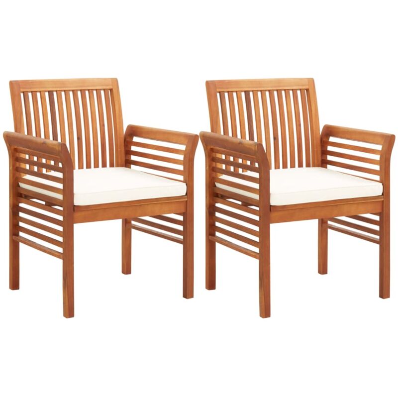 foto del prodotto vidaxl set da 2 eleganti sedie in legno di qualit da esterni con cuscini di vari colori colore crema