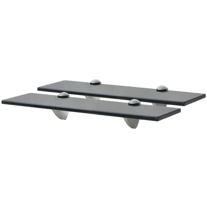 foto del prodotto vidaxl set da 2 mensole galleggianti in vetro temperato con sfumatura nera varie misure dimensioni 40 x 10 cm