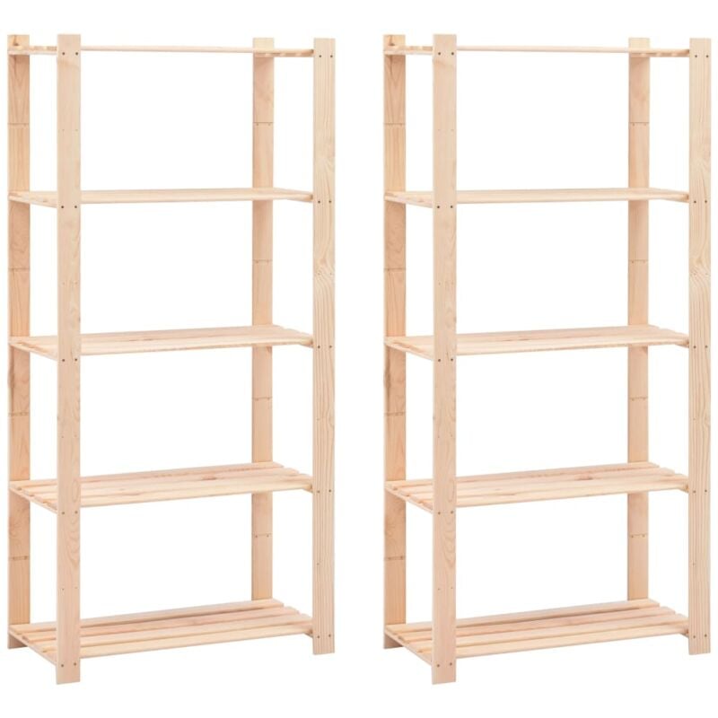 foto del prodotto vidaxl set da 2 scaffali dotati di 5 ripiani in legno resistente e robusto
