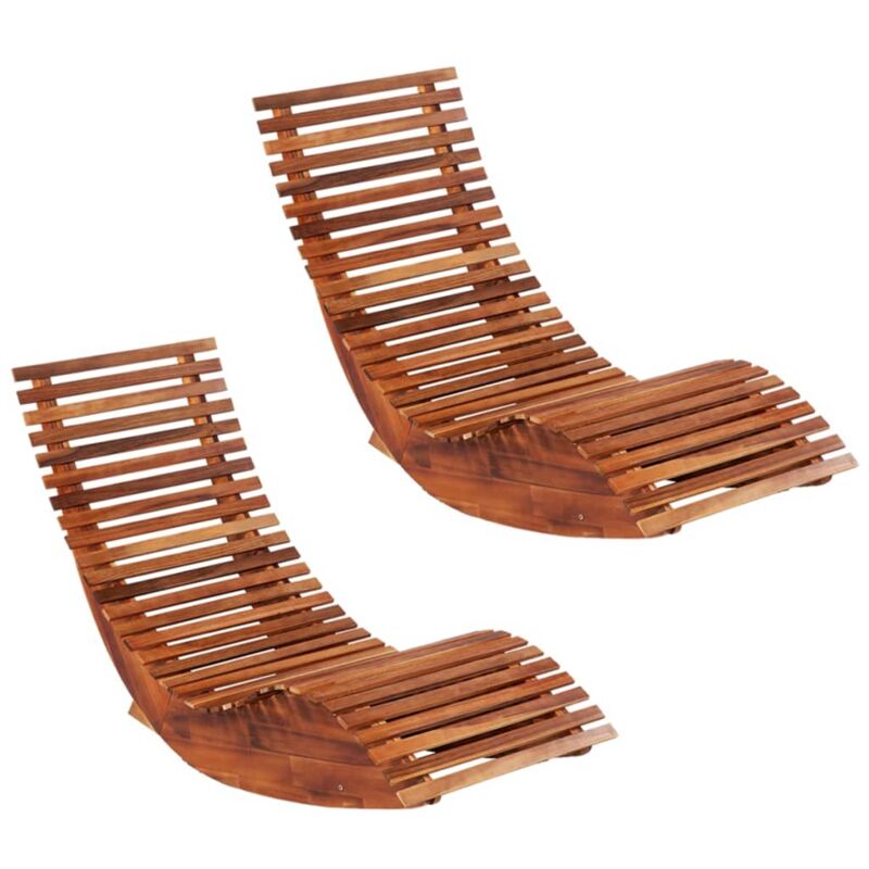 foto del prodotto vidaxl set da 2 sedie a sdraio dal design unico in legno per piscine o patio