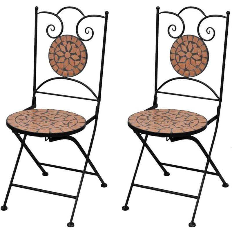 foto del prodotto vidaxl set da 2 sedie bistrot da esterni con mosaico in ceramica pieghevoli vari colori colore marrone
