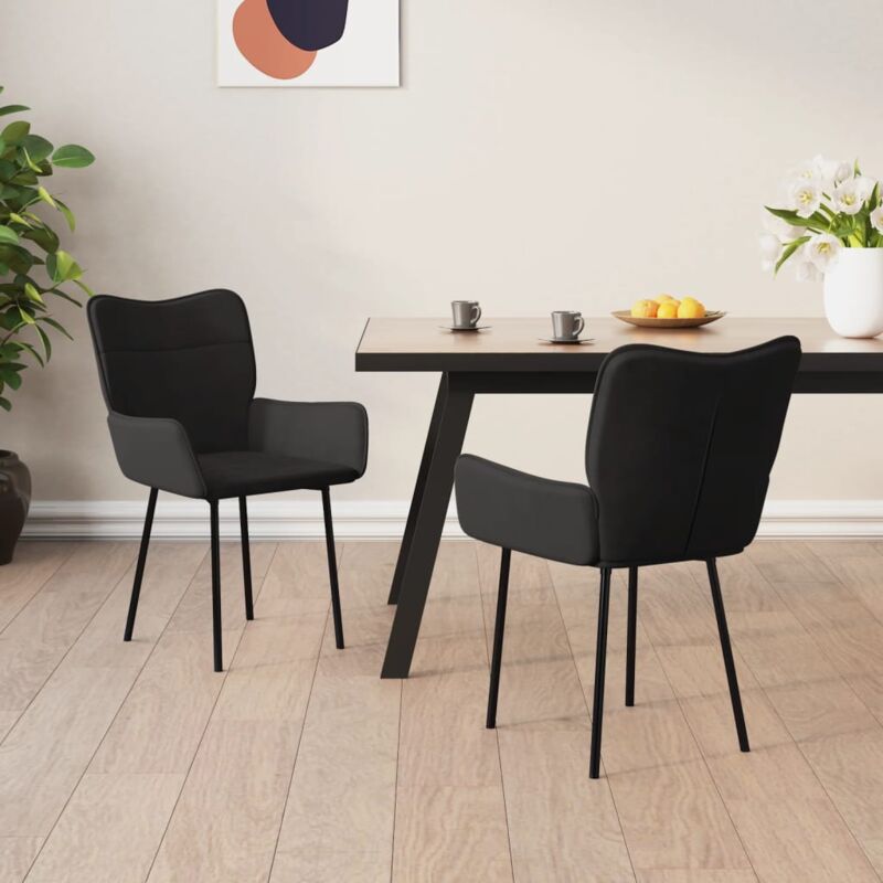 foto del prodotto vidaxl set da 2 sedie da pranzo con braccioli stile elegante in velluto vari colori colore nero