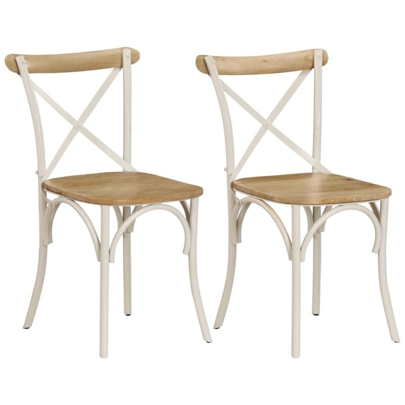 foto del prodotto vidaxl set da 2 sedie in legno massello di mango ideali per cucina con struttura bianca