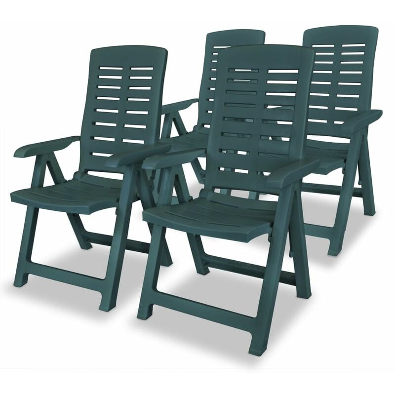 foto del prodotto vidaxl set da 4 sedie in plastica da esterni reclinabili con braccioli vari colori colore verde