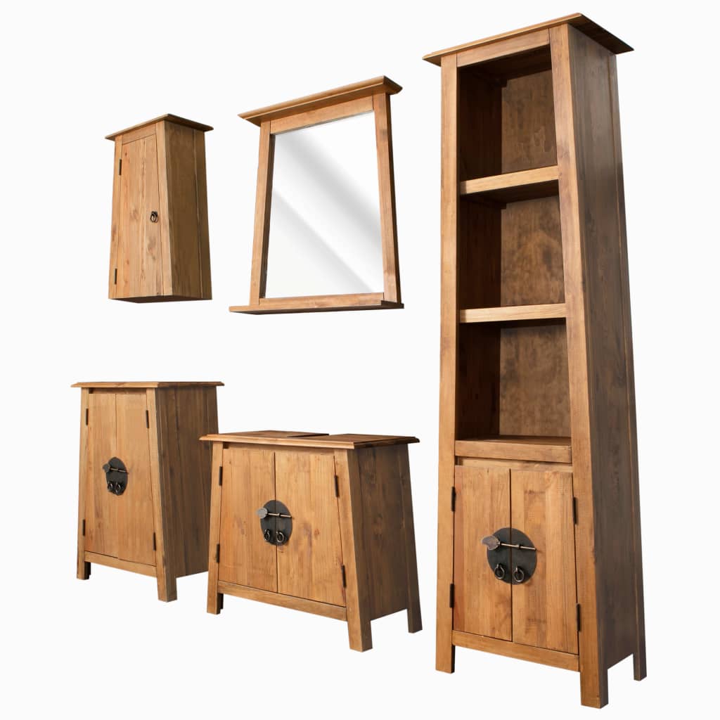 foto del prodotto vidaxl set da bagno 5 pz in legno massello di pino