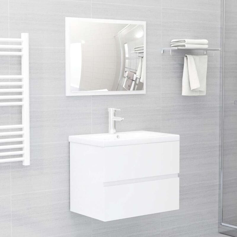 foto del prodotto vidaxl set da bagno con mobile sotto lavabo e specchio elegante e semplice vari colori colore bianco lucido