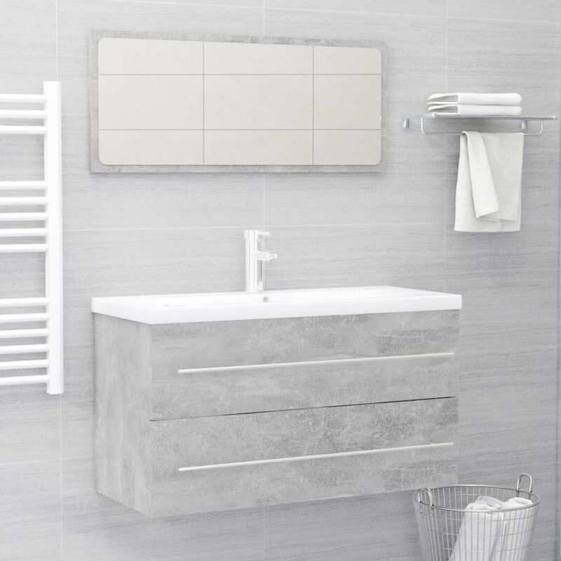 foto del prodotto vidaxl set da bagno con sotto lavabo con cassetto specchio 90x38,5x48 cm vari colori colore cemento