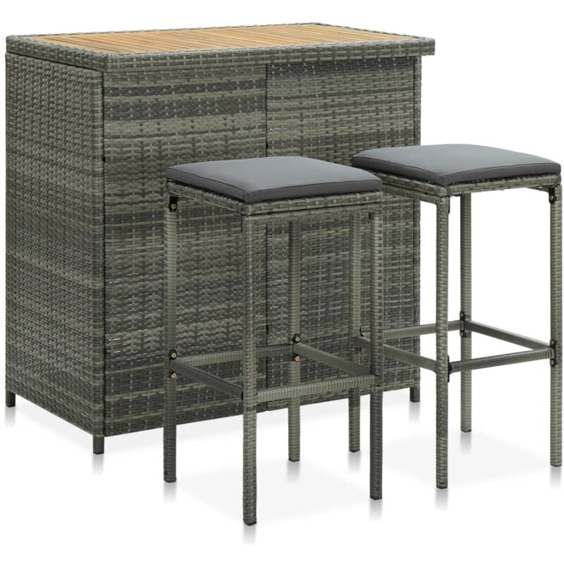 foto del prodotto vidaxl set da bar 3 pz in polyrattan grigio 295974