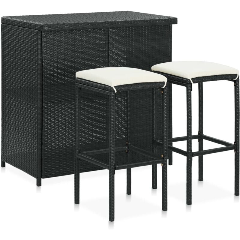 foto del prodotto vidaxl set da bar 3 pz in polyrattan nero
