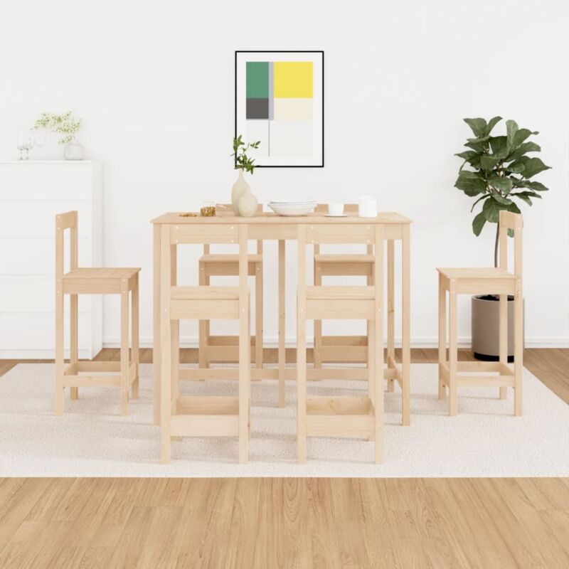 foto del prodotto vidaxl set da bar 7 pz in legno massello di pino