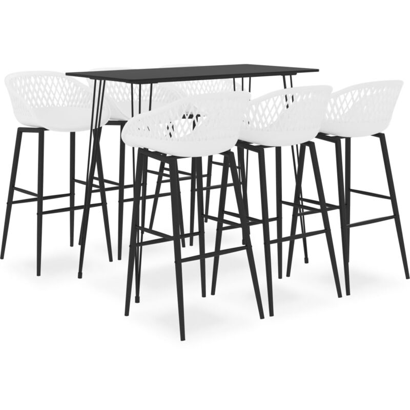 foto del prodotto vidaxl set da bar 7 pz nero e bianco