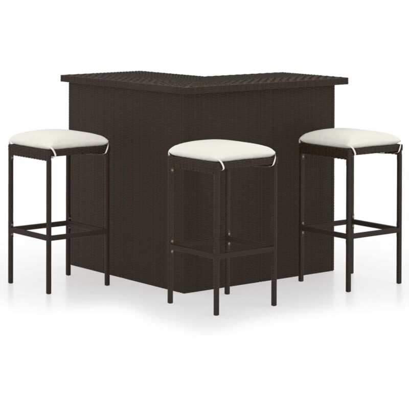 foto del prodotto vidaxl set da bar da giardino 4 pz con cuscini in polyrattan marrone
