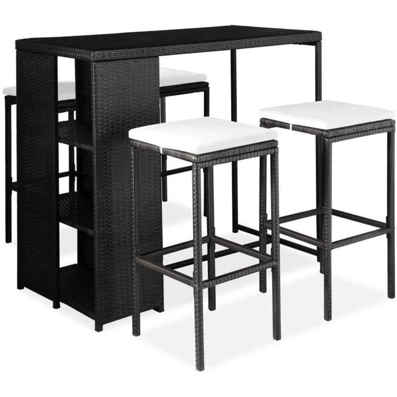 foto del prodotto vidaxl set da bar da giardino 5 pz con cuscini in polyrattan nero