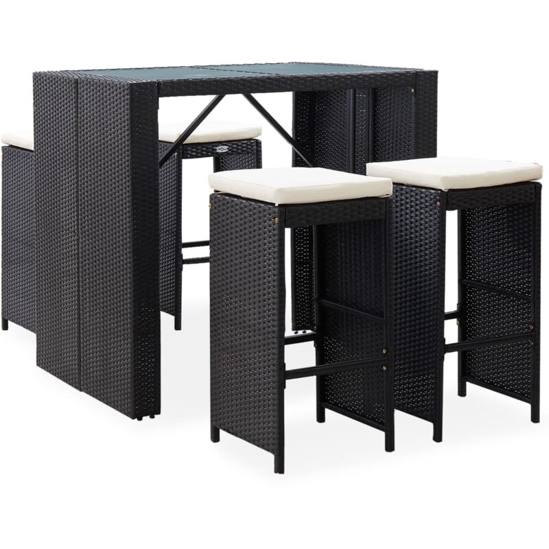 foto del prodotto vidaxl set da bar da giardino 5 pz in polyrattan e vetro nero