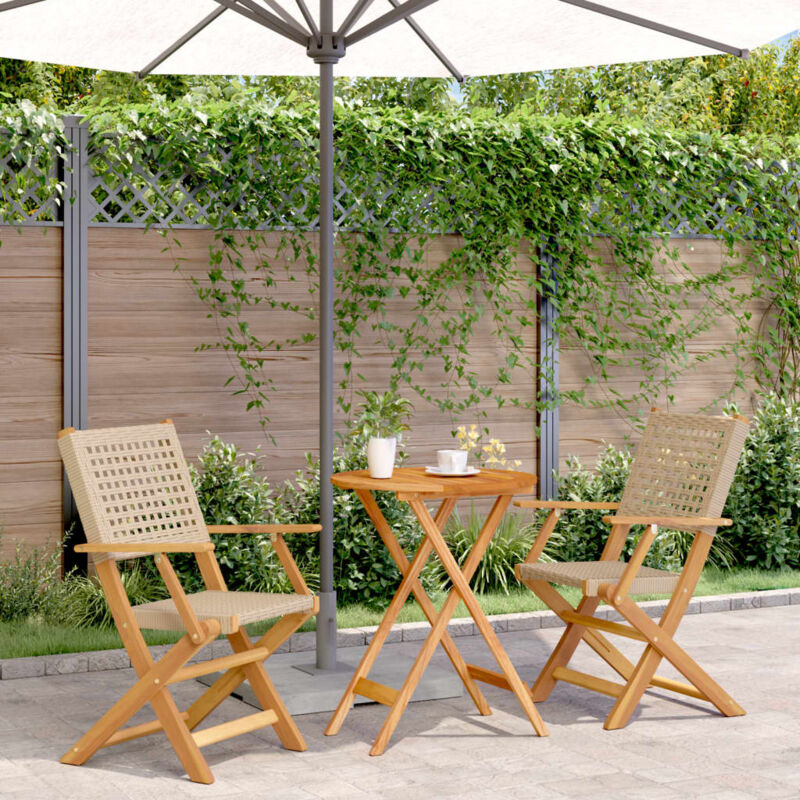 immagine 0 del prodotto vidaxl set da bistrot 3 pz beige in polyrattan e legno massello