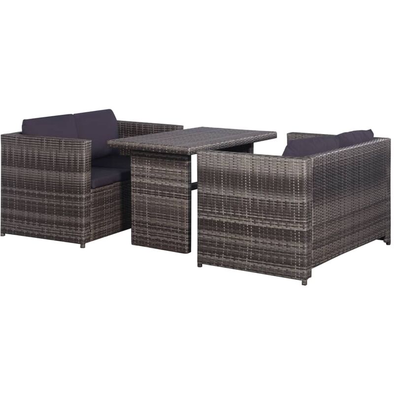 foto del prodotto vidaxl set da bistrot 3 pz con cuscini in polyrattan grigio 573430