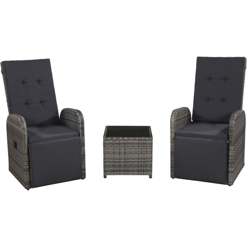 foto del prodotto vidaxl set da bistrot 3 pz con cuscini in polyrattan grigio