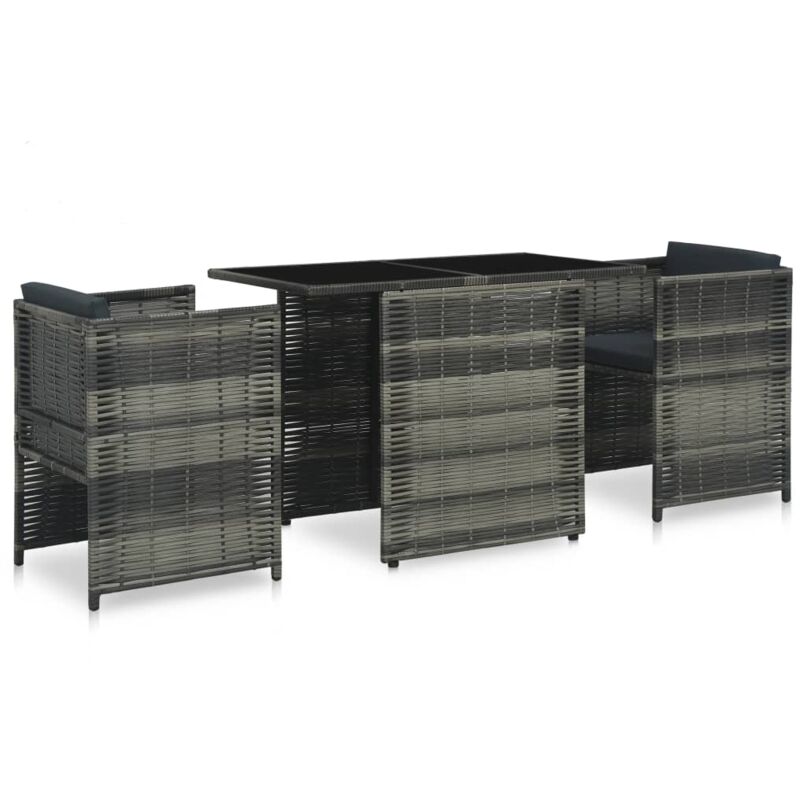 foto del prodotto vidaxl set da bistrot 3 pz con cuscini in polyrattan grigio
