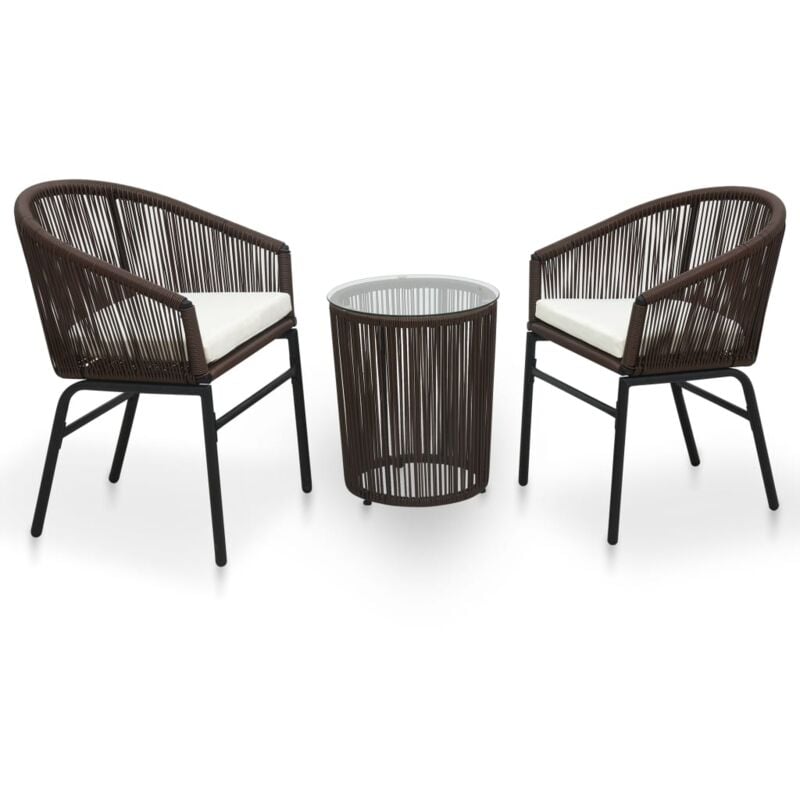 foto del prodotto vidaxl set da bistrot 3 pz con cuscini in polyrattan marrone